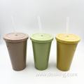 plastic double wall tumbler 500ml/16oz Double Wall tumbler with straw